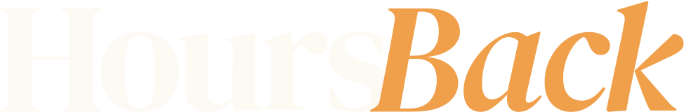 HoursBack wordmark, light version on navy